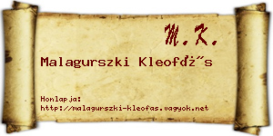 Malagurszki Kleofás névjegykártya